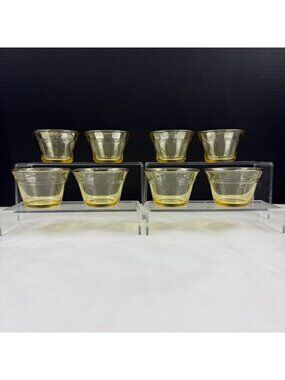 Vintage Fortecrisa Mexico Amber Glass Custard Cups Set Of 8
